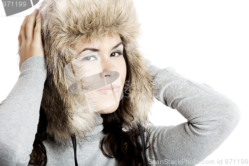 Image of Girl with a fur hat