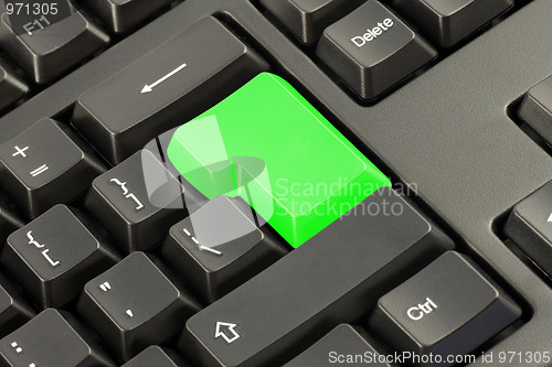 Image of Keyboard with vivid  green button