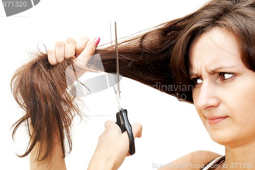 Image of The image of a girl who cuts her hair