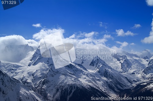 Image of Beautiful mountains in clouds