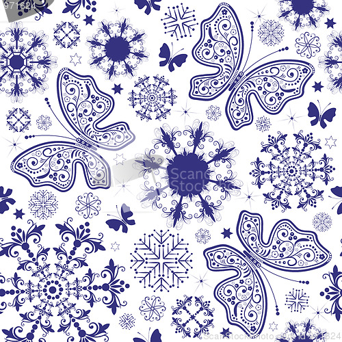 Image of Seamless white-violet christmas wallpaper
