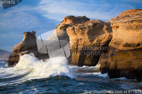 Image of Ocean waves landscape - Oregon coast