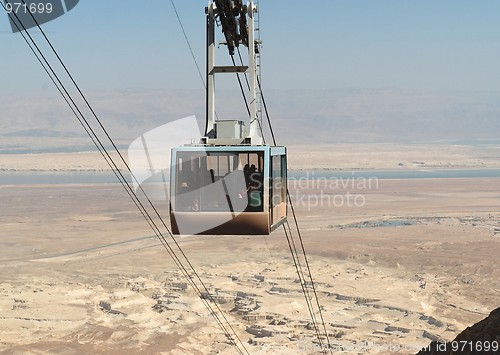 Image of Aerial tramway or cable car over the desert