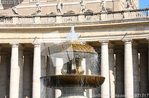 Image of St Peter's Square fountain in Vatican, Rome, Italy