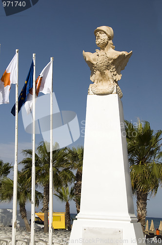 Image of statue Kimon the Athenian seaside promenade Larnaca Cyprus