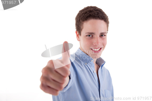 Image of young man smiling, with thumb up