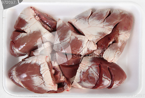 Image of Lamb hearts on a tray