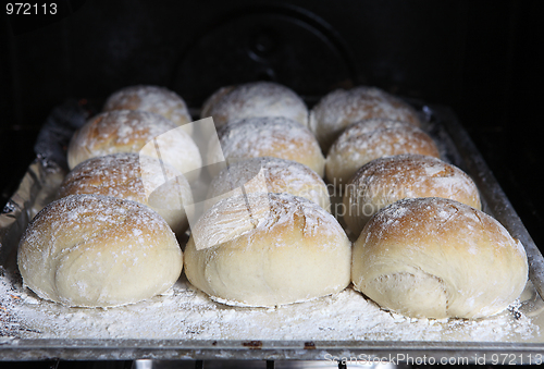 Image of Bread rolls in the oven