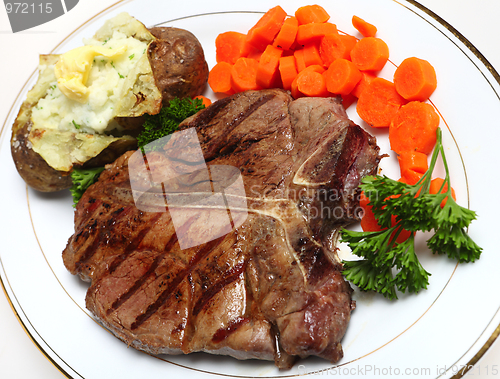 Image of T-bone steak horizontal from above
