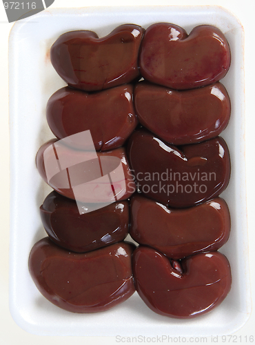 Image of Tray of lamb's kidneys