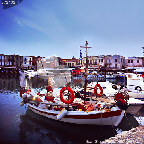 Image of Fishing fleet in Greek harbour