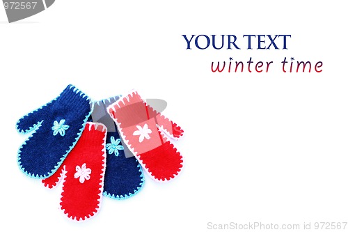 Image of red and blue gloves