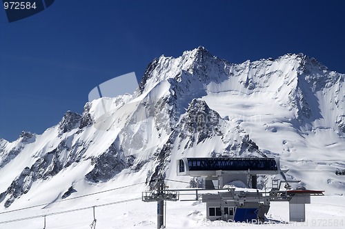 Image of Station of ropeway. Ski resort.