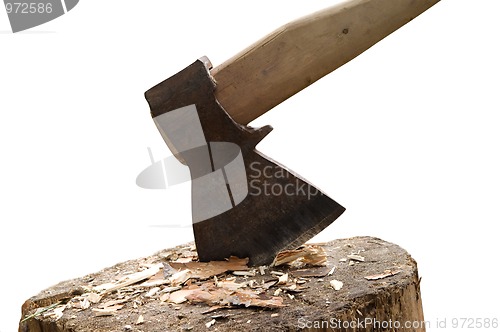 Image of Axe in log