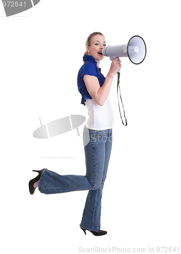 Image of young woman with bullhorn