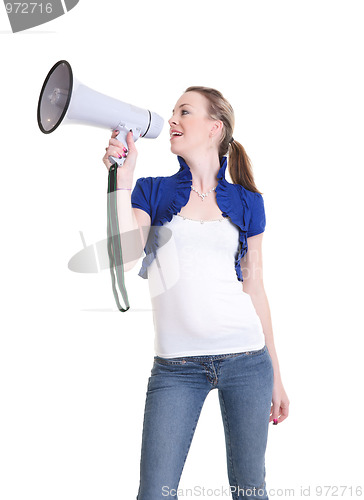 Image of young woman with bullhorn