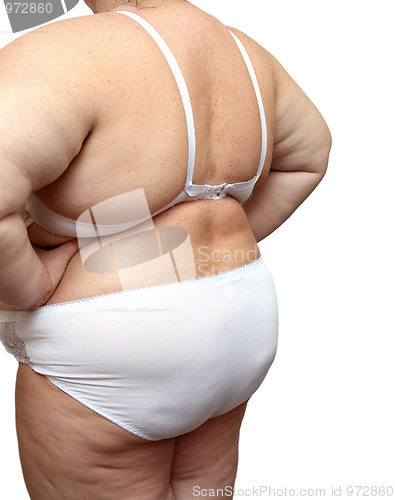 Image of overweight woman body in underwear