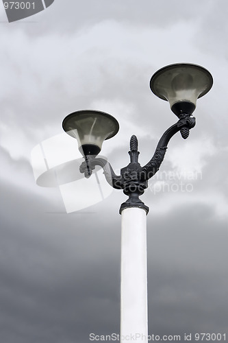 Image of Lantern against gray sky background
