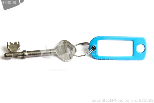 Image of Blank tag and a key isolated on white