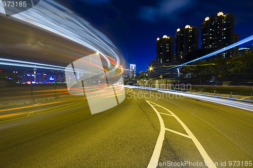 Image of traffic highway in Hong Kong at night 