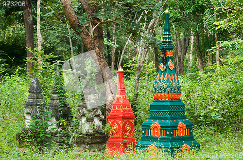 Image of Tombstones in rural Thailand