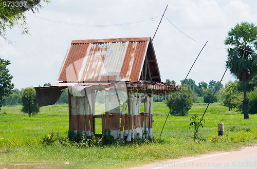 Image of Primitive bus stop shelter in Thailand
