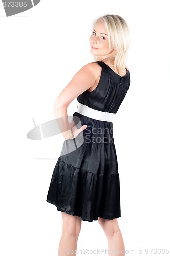 Image of Beautiful woman in black dress