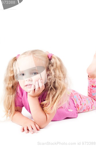 Image of Little cute girl in studio