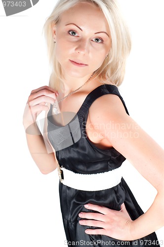 Image of Beautiful woman in black dress