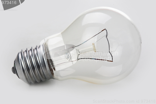 Image of Clear light bulb with filament showing