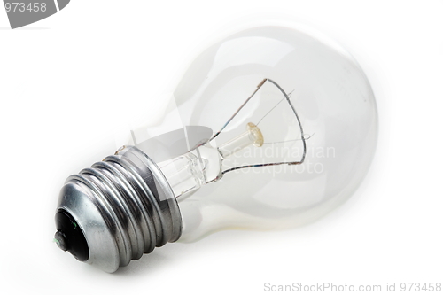 Image of Clear light bulb with filament showing