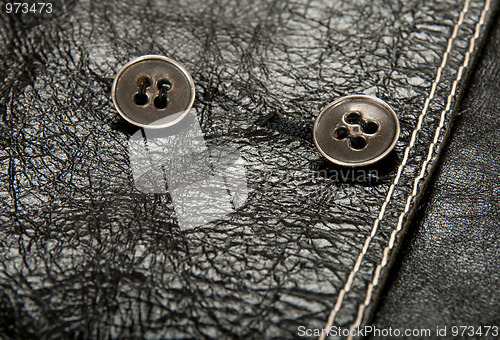 Image of Metal buttons on black leather clothing