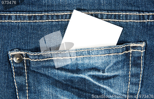 Image of Blank card in blue jeans pocket