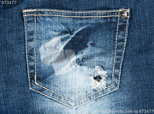 Image of Hole in a pocket of old jeans