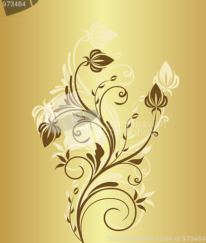 Image of Illustration of gold floral vintage background
