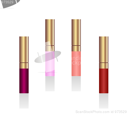 Image of Realistic illustration of lipsticks are isolated on white backgr