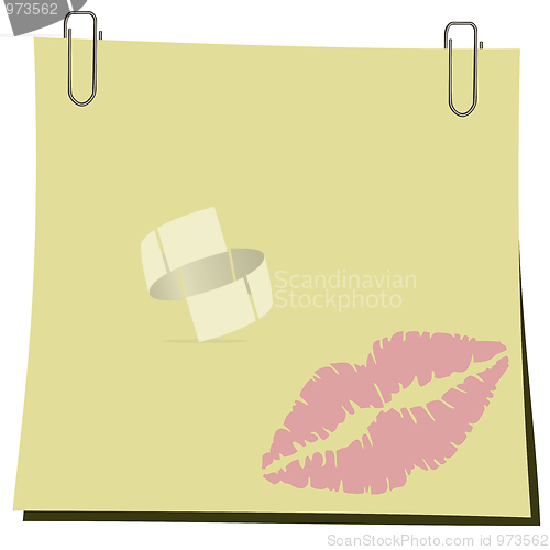 Image of Realistic illustration stick and paper clip with trace from lips
