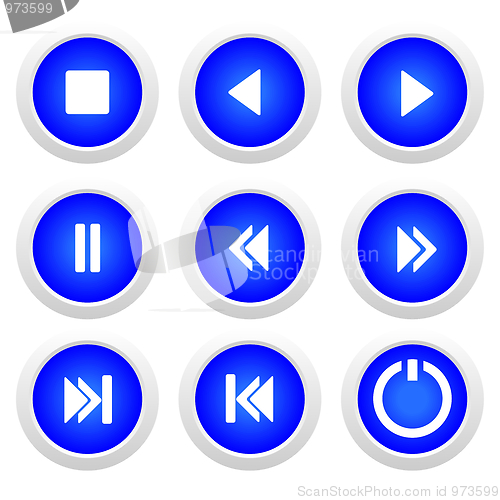 Image of Music blue buttons set
