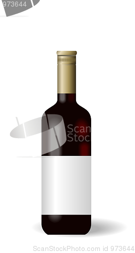 Image of Illustration red wine bottle with label