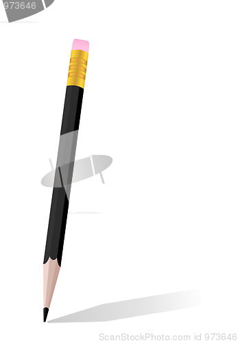 Image of Realistic illustration of single black pencil