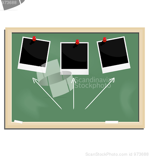 Image of Realistic illustration school blackboard with marked photo frame