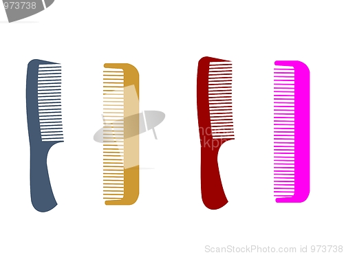 Image of Different hairbrushes are isolated on white background