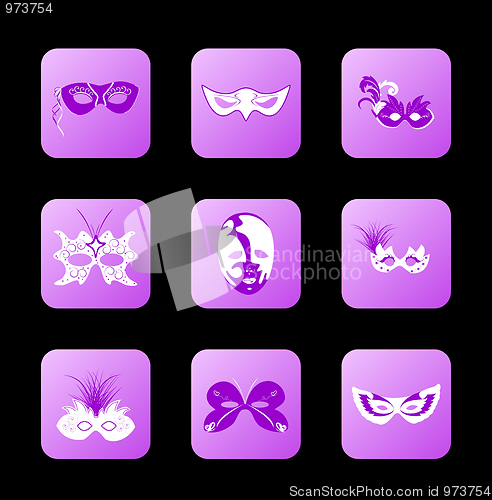 Image of Set icon of carnaval mask