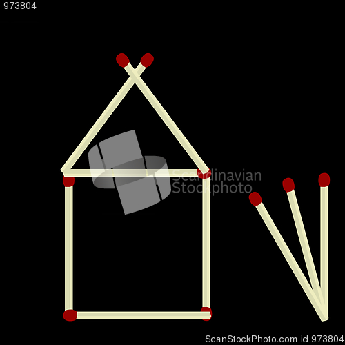 Image of House made of matches isolated