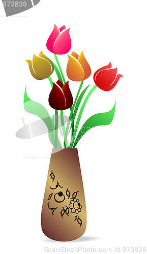 Image of Beautiful vase with tulips