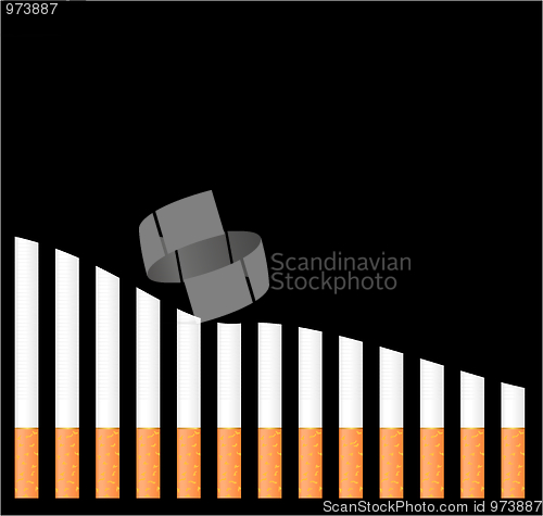 Image of cigarette diagram  on black background