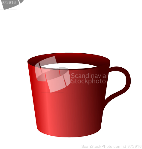 Image of Realistic illustration of red cup isolated on white background