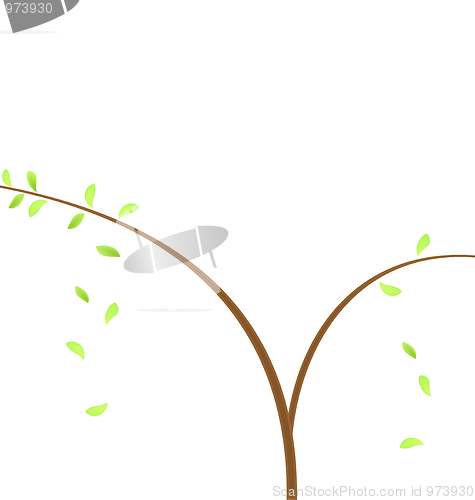 Image of Concept illustration of branch at green leaf