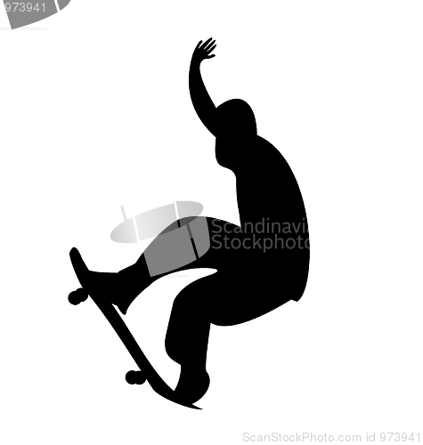 Image of Illustration of black silhouette skateboard man