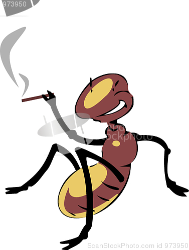 Image of Smoking a cigar an insect sitting